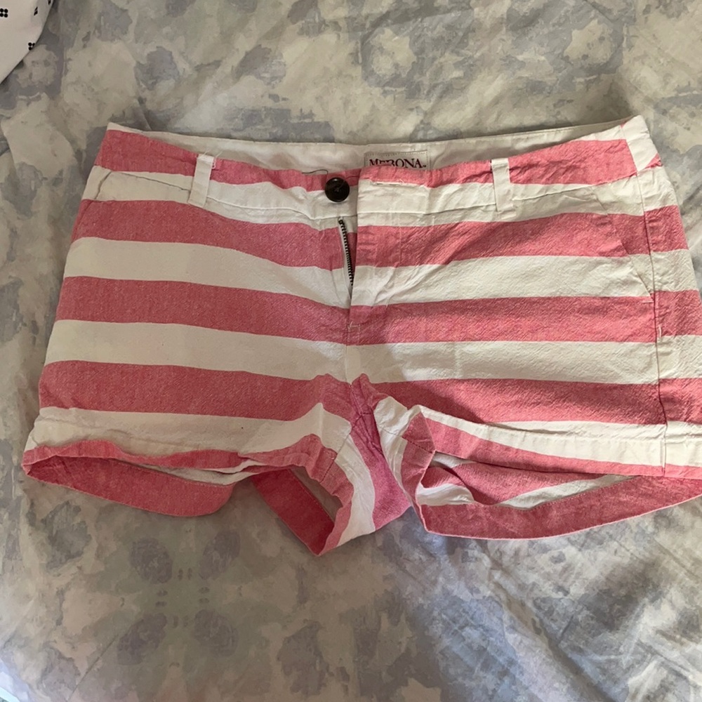 Merona pink and white striped shorts